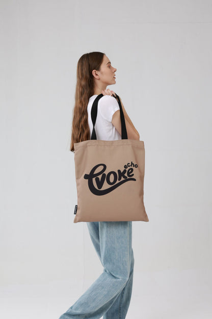 Evoke "LOVE"- Brown Large Canvas Tote Bag